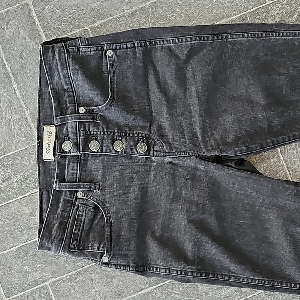 Madewell 10" Skinny Jeans Black Wash Raw Hem High-Rise Size 26 Waist - Picture 2 of 8